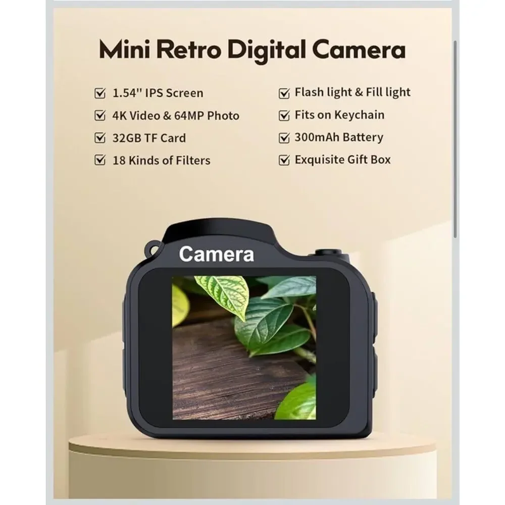 🔥FLATIC Mini Keychain Camera –4K Digital Tiny Camera with 32GB Card BNWT🔥